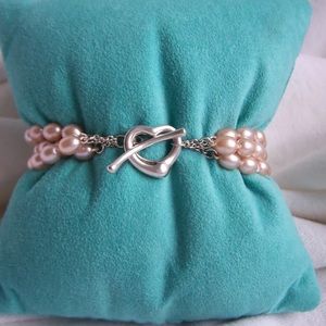 Tiffany & Co Elsa Peretti Open Heart Pearl Bracelet